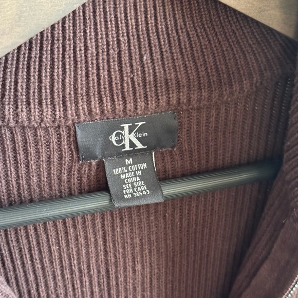 Calvin Klein Men's Dark Brown Zip-Up Sweater - Picture 3 of 5